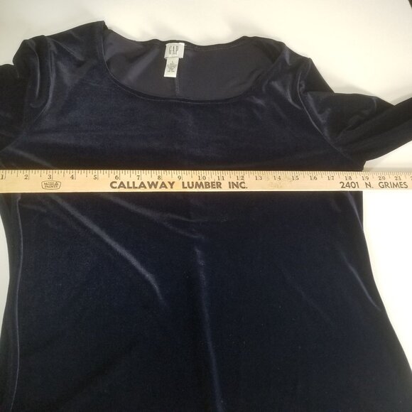 Gap Womens Dress L Maxi Solid Navy Blue Long Sleeve Velour Sheath Scoop Neck Lon - Picture 3 of 9